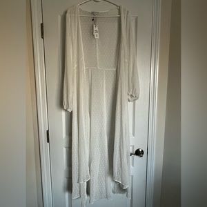 Sheer puff sleeve maxi cardigan. Never worn. With tags